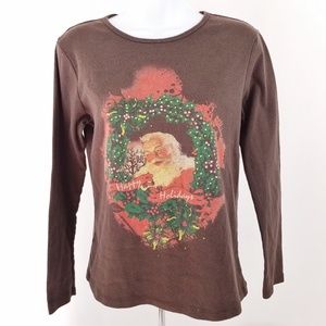 SUSAN LAWRENCE Womens M Long sleeve Knit Top Santa